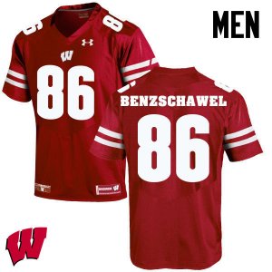 Men's Wisconsin Badgers NCAA #86 Luke Benzschawel Red Authentic Under Armour Stitched College Football Jersey GR31J86VT